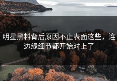 明星黑料背后原因不止表面这些，连边缘细节都开始对上了