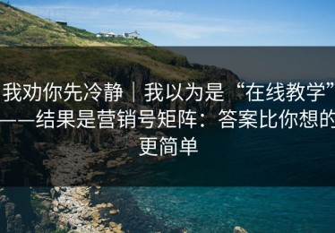 我劝你先冷静｜我以为是“在线教学”——结果是营销号矩阵：答案比你想的更简单