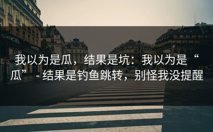 我以为是瓜，结果是坑：我以为是“瓜” - 结果是钓鱼跳转，别怪我没提醒