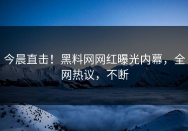 今晨直击！黑料网网红曝光内幕，全网热议，不断