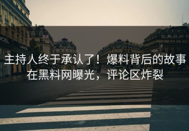 主持人终于承认了！爆料背后的故事在黑料网曝光，评论区炸裂