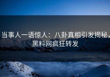 当事人一语惊人：八卦真相引发揭秘，黑料网疯狂转发
