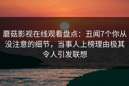 蘑菇影视在线观看盘点：丑闻7个你从没注意的细节，当事人上榜理由极其令人引发联想