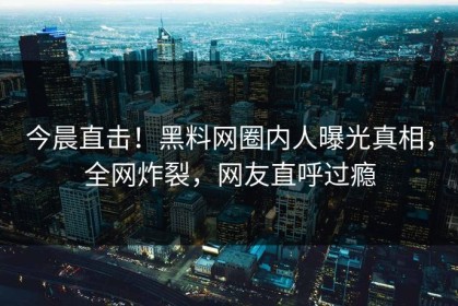 今晨直击！黑料网圈内人曝光真相，全网炸裂，网友直呼过瘾