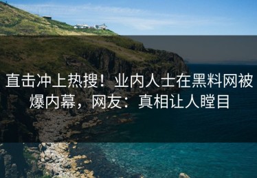 直击冲上热搜！业内人士在黑料网被爆内幕，网友：真相让人瞠目