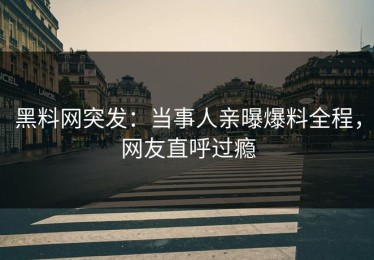 黑料网突发：当事人亲曝爆料全程，网友直呼过瘾
