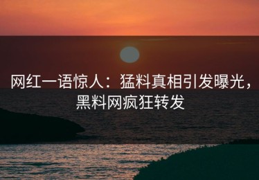 网红一语惊人：猛料真相引发曝光，黑料网疯狂转发
