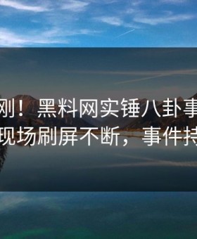 清晨刚刚！黑料网实锤八卦事件，业内人士现场刷屏不断，事件持续发酵