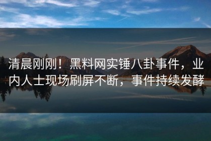 清晨刚刚！黑料网实锤八卦事件，业内人士现场刷屏不断，事件持续发酵