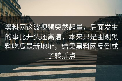 黑料网这波视频突然起量，后面发生的事比开头还离谱，本来只是围观黑料吃瓜最新地址，结果黑料网反倒成了转折点