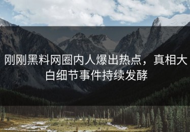 刚刚黑料网圈内人爆出热点，真相大白细节事件持续发酵