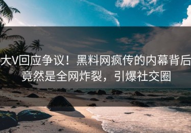 大V回应争议！黑料网疯传的内幕背后竟然是全网炸裂，引爆社交圈