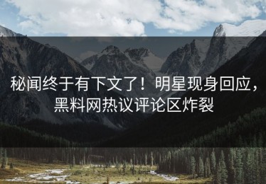 秘闻终于有下文了！明星现身回应，黑料网热议评论区炸裂