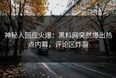 神秘人回应火爆：黑料网突然爆出热点内幕，评论区炸裂