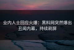 业内人士回应火爆：黑料网突然爆出丑闻内幕，持续刷屏
