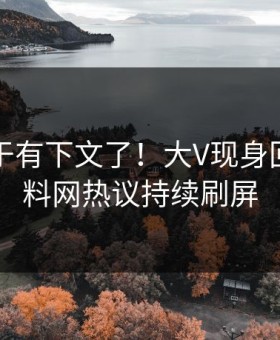 内幕终于有下文了！大V现身回应，黑料网热议持续刷屏