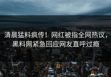 清晨猛料疯传！网红被指全网热议，黑料网紧急回应网友直呼过瘾