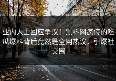 业内人士回应争议！黑料网疯传的吃瓜爆料背后竟然是全网热议，引爆社交圈