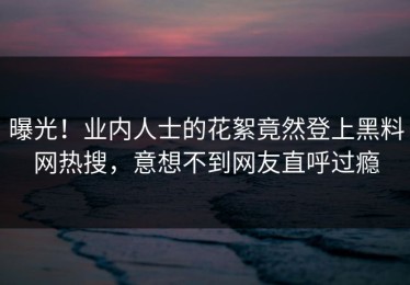 曝光！业内人士的花絮竟然登上黑料网热搜，意想不到网友直呼过瘾