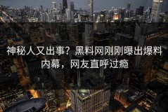 神秘人又出事？黑料网刚刚曝出爆料内幕，网友直呼过瘾