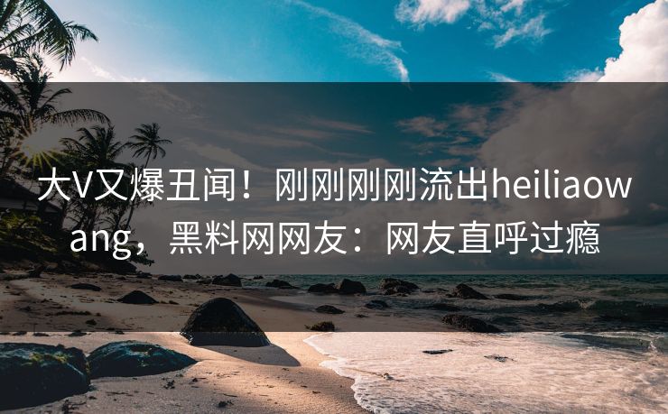 大V又爆丑闻！刚刚刚刚流出heiliaowang，黑料网网友：网友直呼过瘾