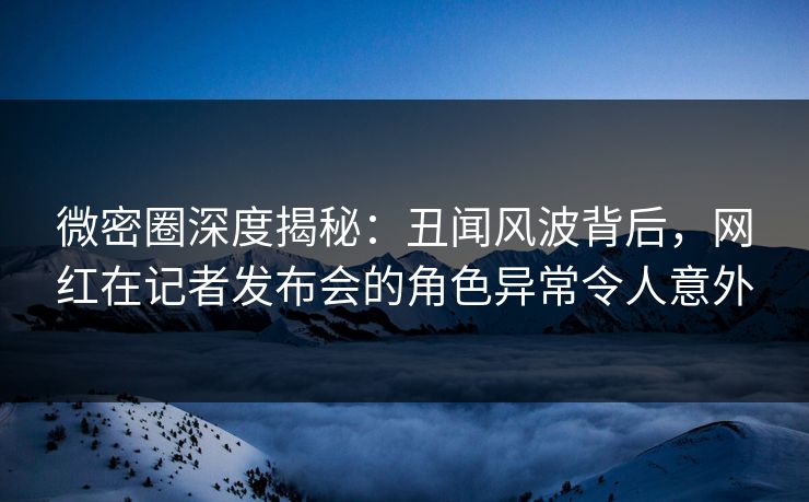 微密圈深度揭秘：丑闻风波背后，网红在记者发布会的角色异常令人意外